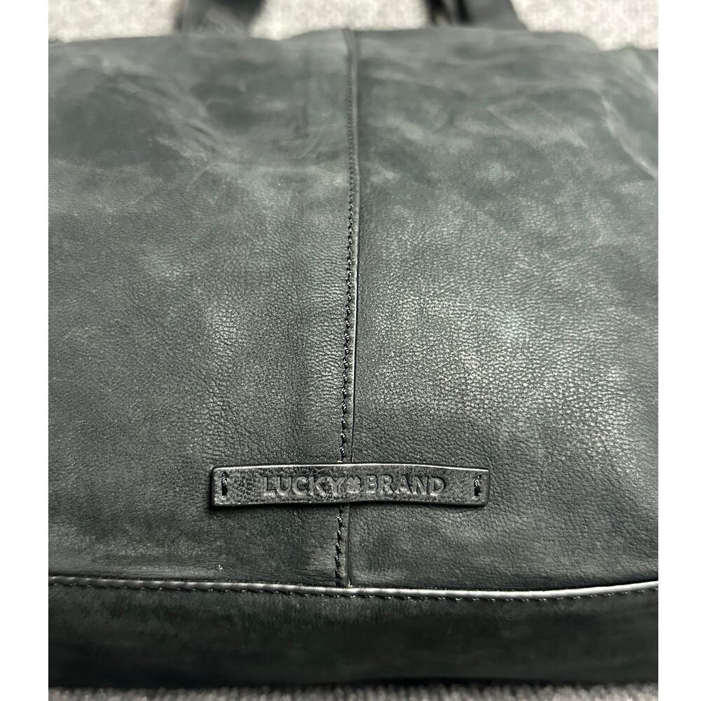 Lucky Brand Lysa leather tote asymmetrical straps buckle studs slouchy black - Picture 5 of 12